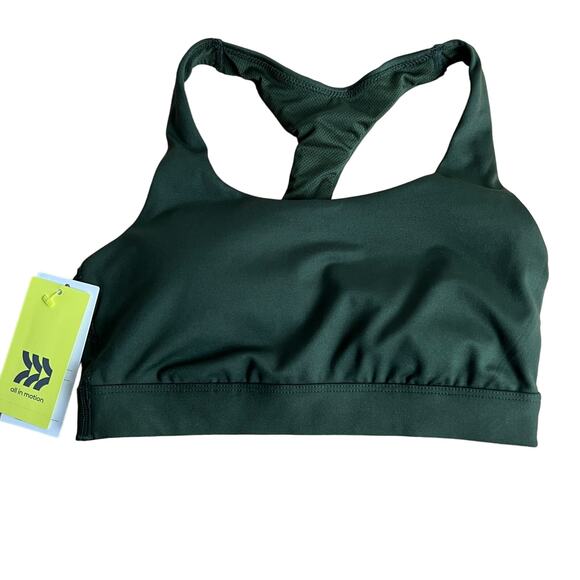 All in Motion Women's Olive Green Medium Support T-Back Bra - Size XS - NWT - Picture 1 of 8